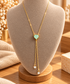 18K Gold Plated Turquoise Heart Necklace – Elegant Y Lariat Double Drop Pendant, Dainty Women's Jewellery, Gift for Her