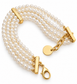 Elegant Four-Row Pearl Bracelet – Gold Tone Adjustable Bracelet, Lightweight Pearls, 19cm, Classic Women's Jewellery
