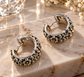 Vintage Silver Floral Hoop Earrings – Elegant Engraved Huggie Earrings, Antique Style, Statement Jewellery for Women
