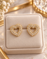 Luxury Gold Plated Heart Stud Earrings with Sparkling Cubic Zirconia – Elegant Pavé Open Heart Design, Women's Jewellery, Romantic Gift for Her