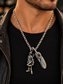 Men's Silver Tone Necklace – Vintage Round Toggle Clasp, Engraved Chain, Gothic Biker Jewellery