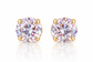 Gold Plated Round Cubic Zirconia Stud Earrings – Sparkling Clear CZ Solitaire Earrings, Elegant Women's Jewellery, Gift for Her