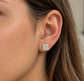 Gold Plated Square Stud Earrings – Sparkling Clear Pavé Crystal Earrings, Elegant Geometric Jewellery, Gift for Her