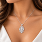 Genuine 925 Sterling Silver Monstera Leaf Necklace – Elegant Sparkling Crystal Pendant, Luxury Tropical Leaf Jewelry for Women