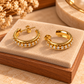 18K Gold Plated Hoop Earrings with Sparkling Crystals – Elegant Half Hoop Earrings, Luxury Jewellery, Gift for Her