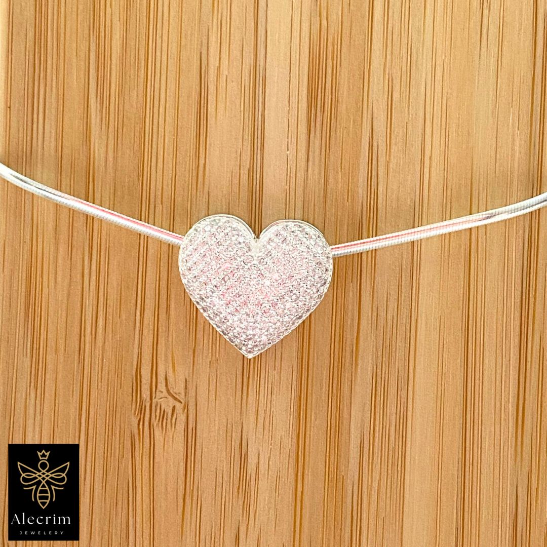 Choker-Halskette aus 925er Sterlingsilber Damen Heart necklace