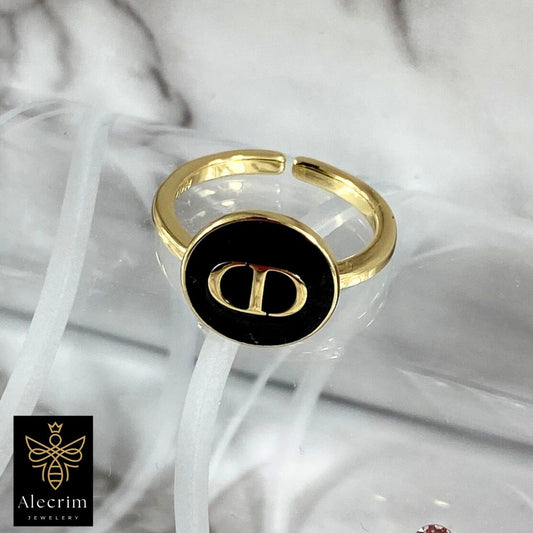 Antik gold ring, Vergoldet Black Ring