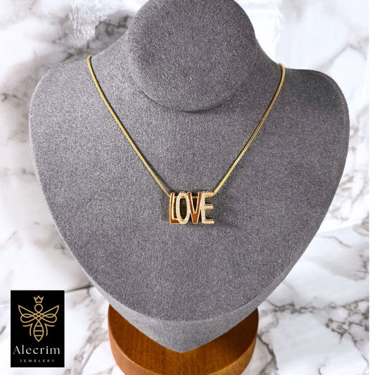 18K gold plated necklace LOVE