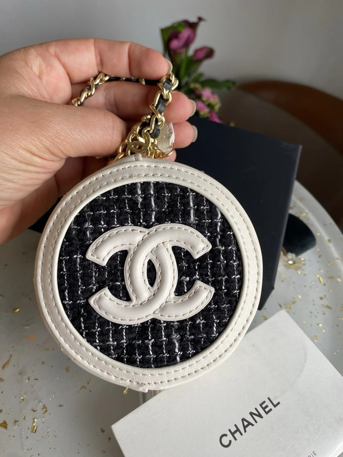 Chanel Mini round Make Up Cosmetic Pounch
