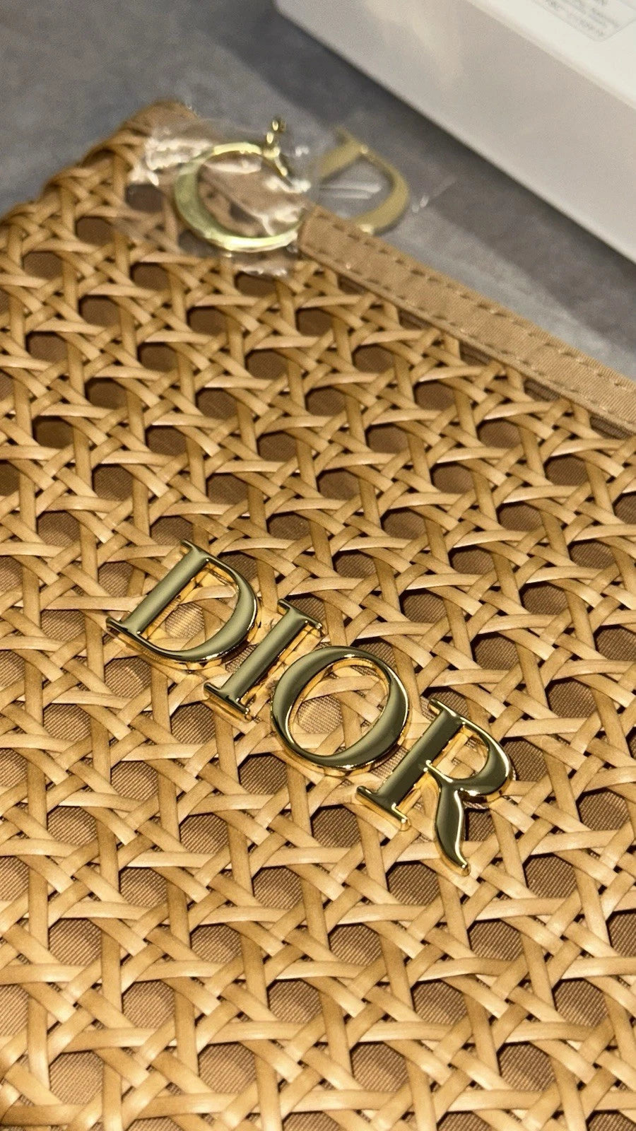 **Dior Woven Cosmetic Bag – Luxury Beige Beauty Pouch | Travel Makeup Case | Designer VIP gift