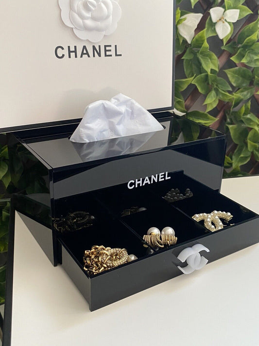 Chanel@ make up organizer acryl Taschentuchhalter, Jewellery Box Vip gift