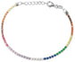 Choker-Halskette aus 925er Sterlingsilber mit bunt Strasssteinen 40cm