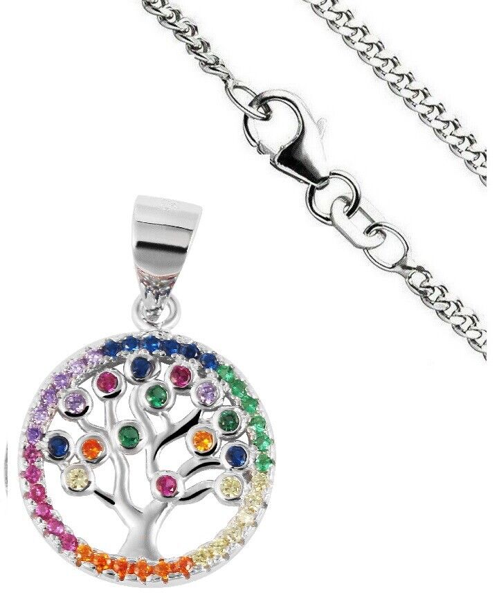 Damen kette silber 925 mit anhänger, Necklace Tree of Life + Ohrringe