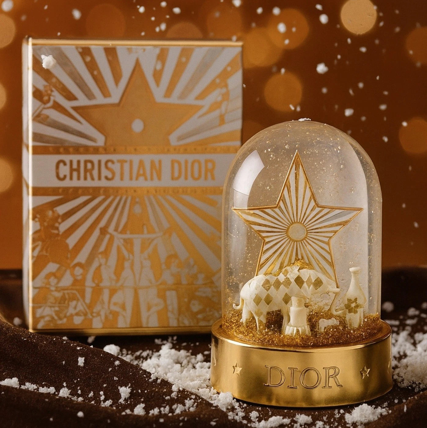 Dior Holidays Gold Elephant Detail Snow Globe
