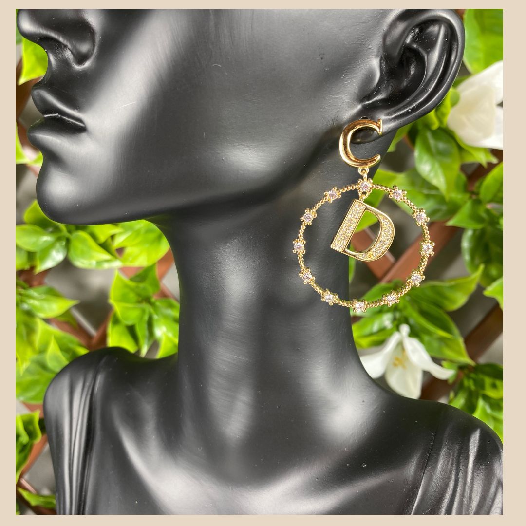 Damen Ohrring Gold Vergoldet mit ZirKonia , schick Occasion Jewelery