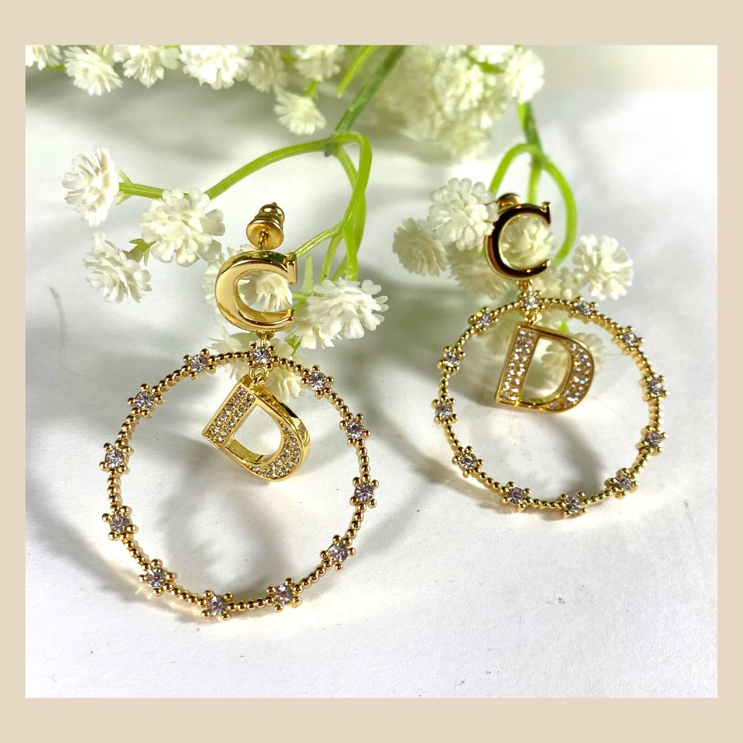 Damen Ohrring Gold Vergoldet mit ZirKonia , schick Occasion Jewelery