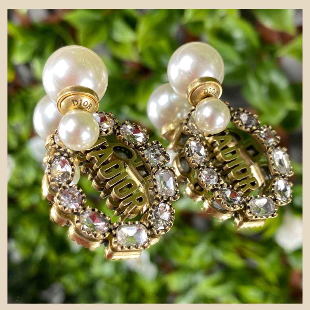 Damen Antik Gold Perle Ohrring