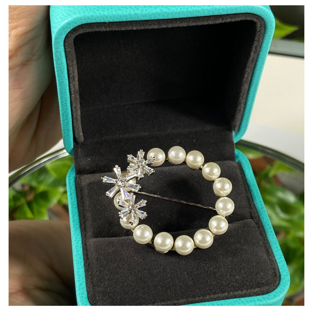 Damen Silberne perle Brosche Special Occasion Jewelery