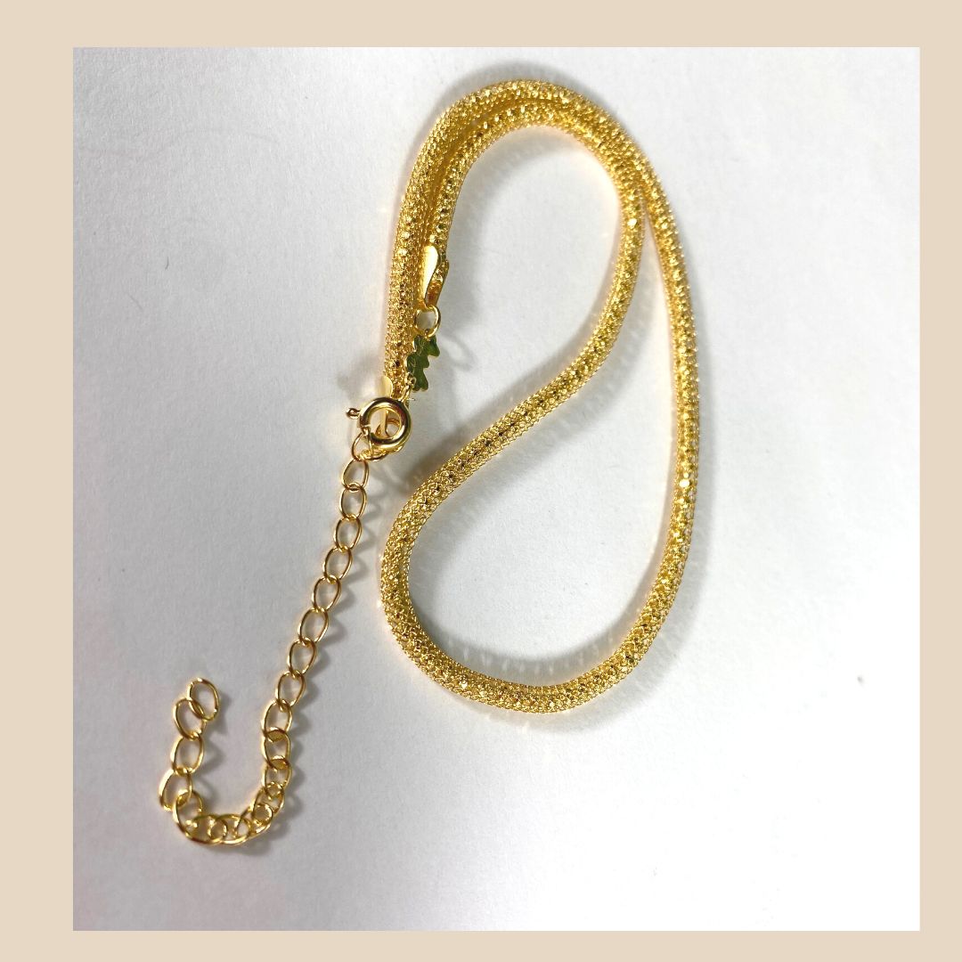 Damenkette mit 18 Karat vergoldete Halskette Necklace 40 cm