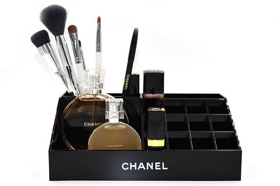 Chanel VIP Classic gift item Black Clear Brush Makeup Cosmetics/Holder/Tray/Home  Decor