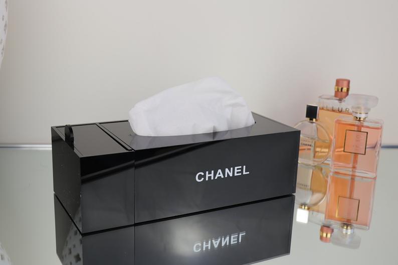 XXL Chanel Tissue Holder 2 Fächer Makeup Organizer Box Vip Gift