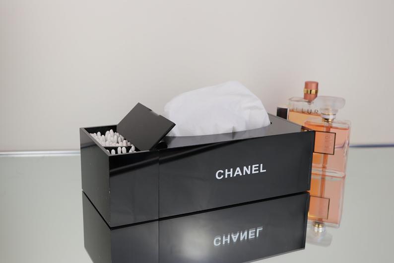 XXL Chanel Tissue Holder 2 Fächer Makeup Organizer Box Vip Gift