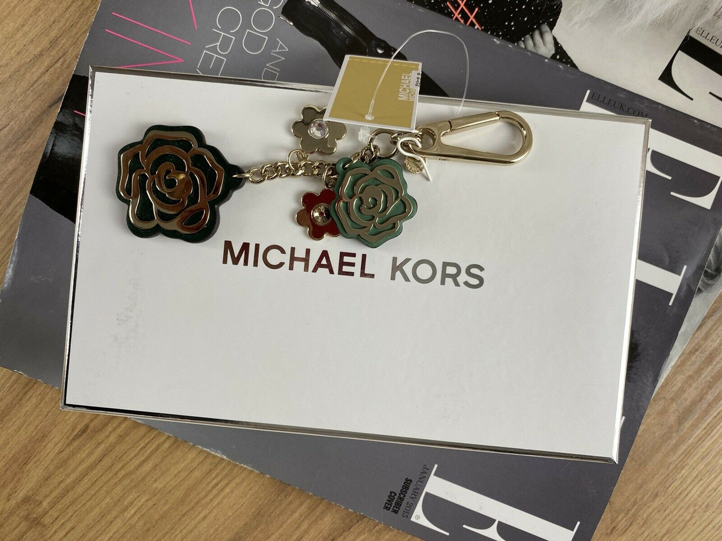 🍂Luxus MICHAEL KORS -Leder-Schlüsselanhänger, Key Ring, Charms 32H8TF3K2T 🍁